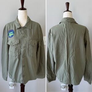 S8 Signature Mechanic Patch Olive Green Cotton Shirt